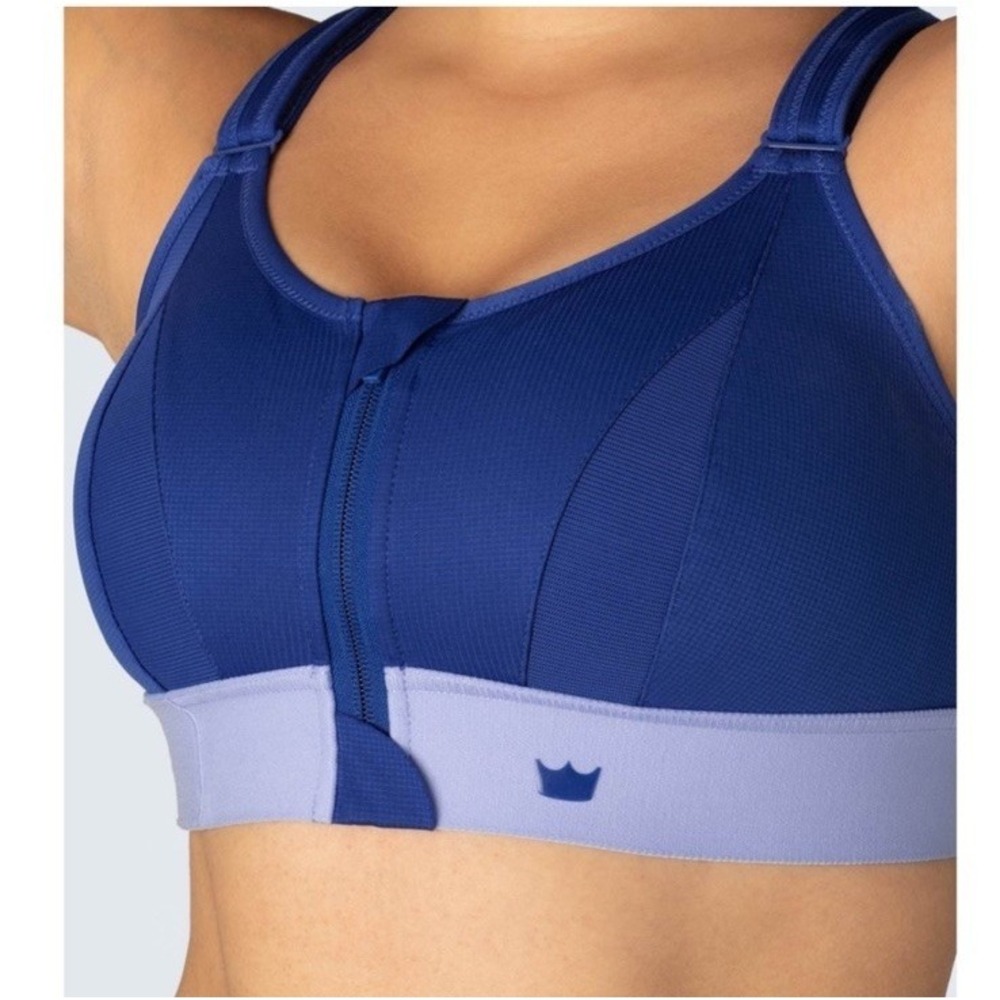 Shefit Ultimate High Impact Zip Front Sports Bra Blue Purple Size 3 Luxe